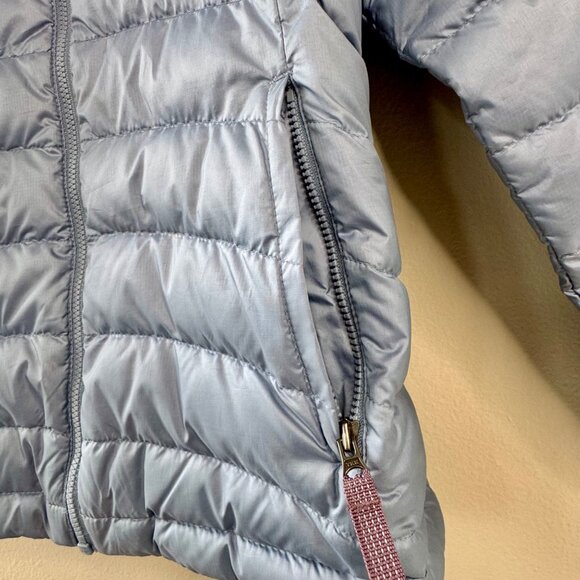 PATAGONIA Down Sweater Jacket Girls S 7-8 Light Blue Puffer Winter Coat Warm - Picture 3 of 7
